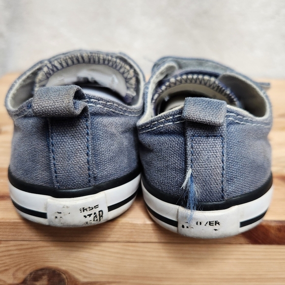 SOLD 🌟 Converse Toddler Blue Denim Double Strap Low Top Unisex Sneakers Size 8 - Picture 5 of 11